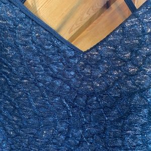 Navy blue shiny above knee dress